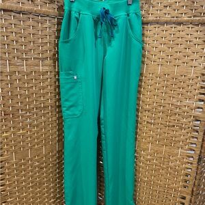 Figs Green Straight Leg Pants with Adjustable Waist